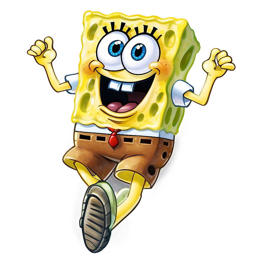 Spongebob In Motion Running Png Rgl PNG Image