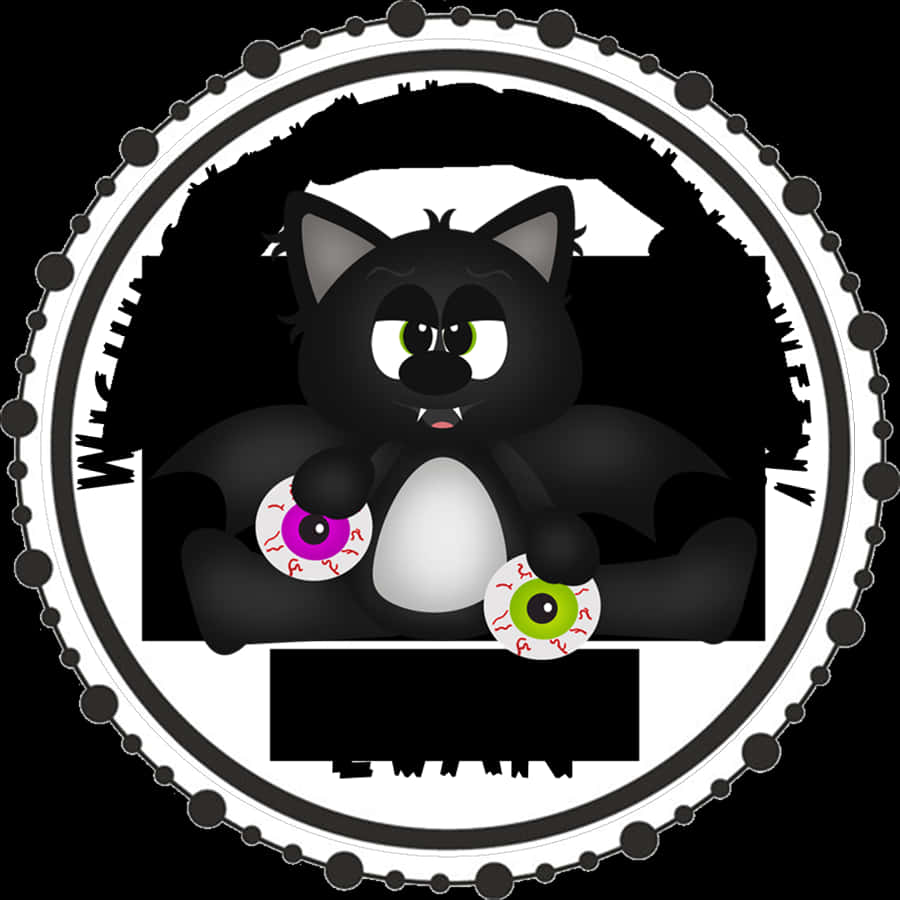 Spooky Cat Circle Vector PNG Image