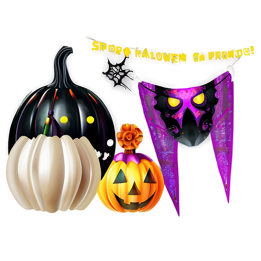 Spooky Halloween Party Decor Png Bww PNG Image