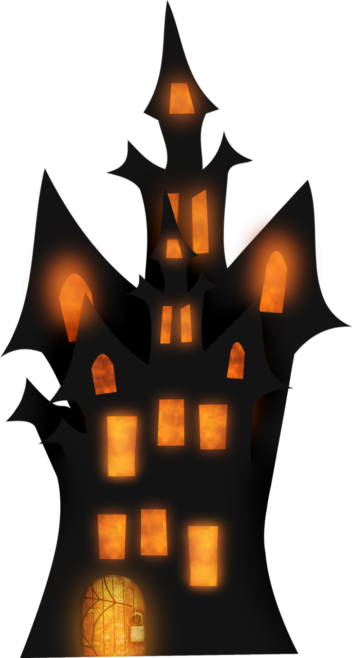 Spooky Haunted House Silhouette PNG Image