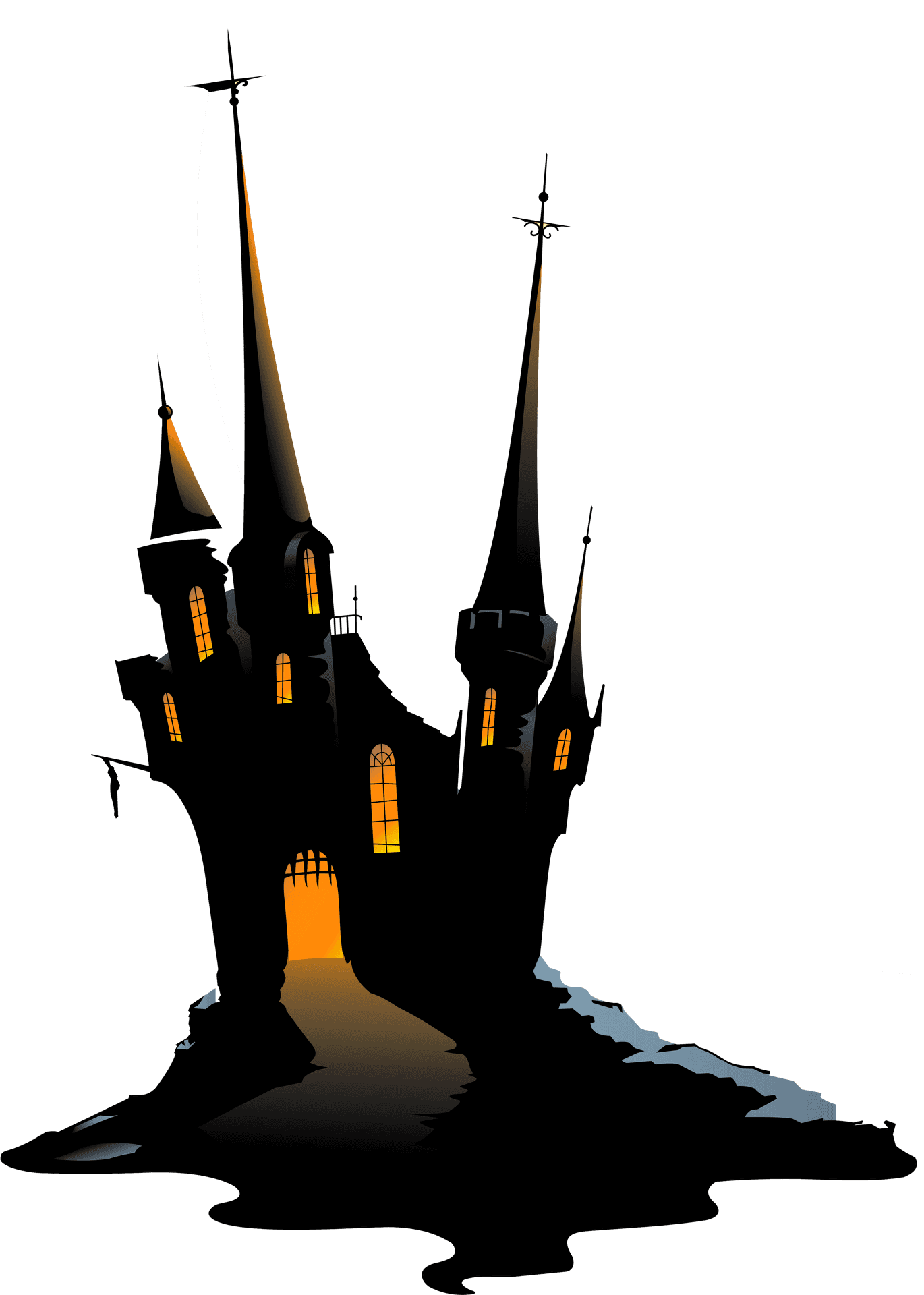 Spooky Haunted House Silhouette PNG Image