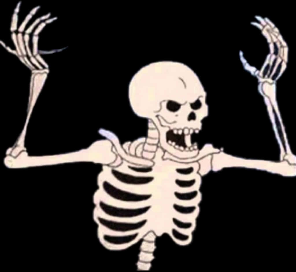 Spooky Skeleton Raising Arms PNG Image