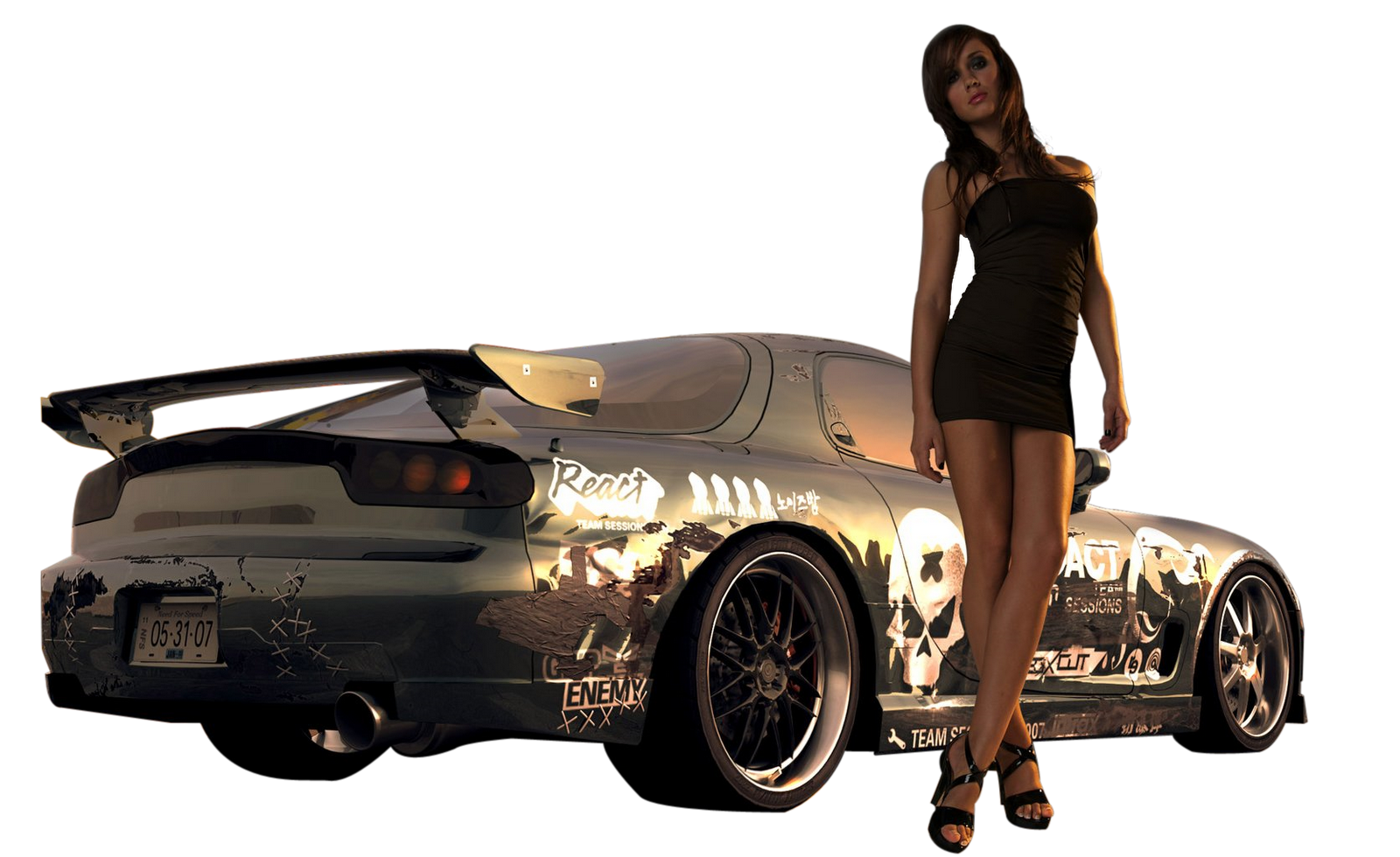 Sporty Carand Model Standing PNG Image