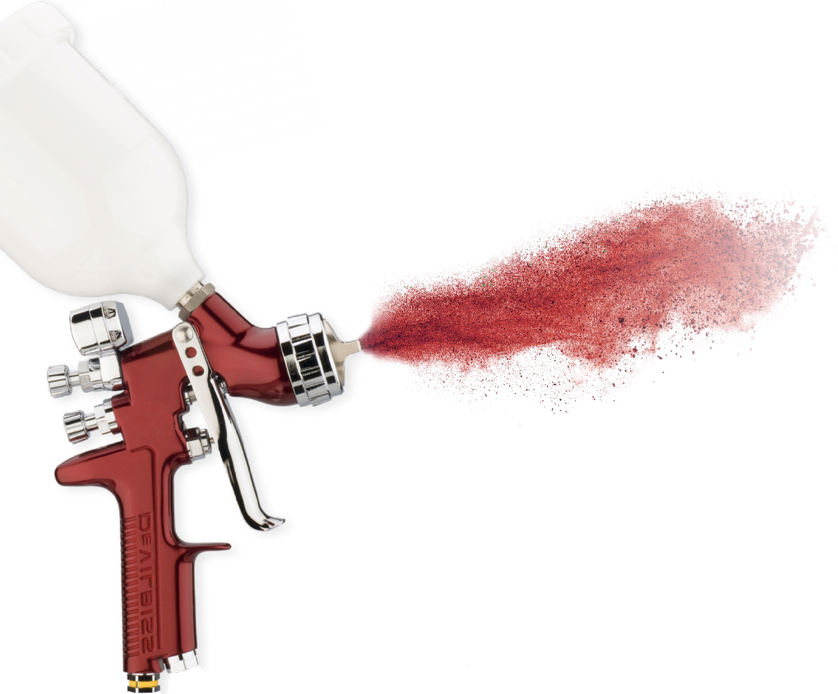 Spray Gun Red Paint Action PNG Image