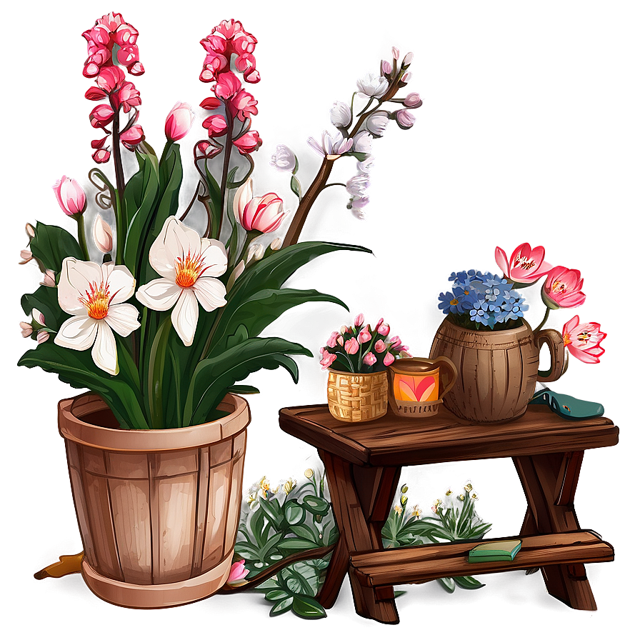 Spring Cottagecore Scene Png Unm PNG Image