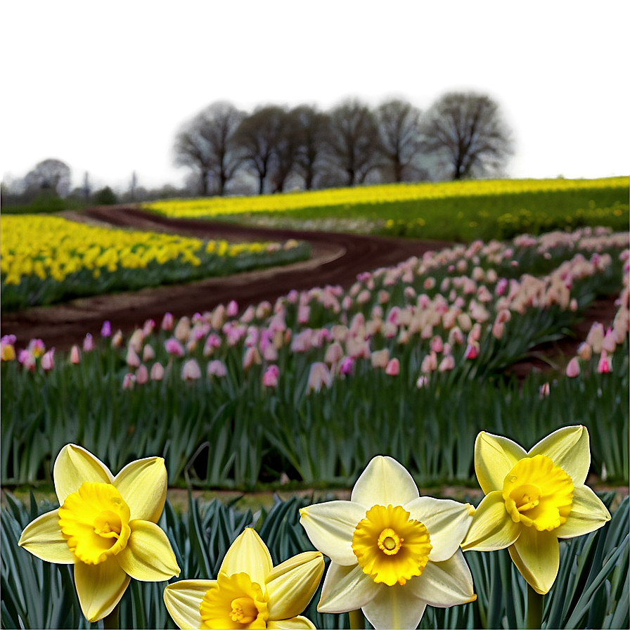 Spring Daffodils Field Png Hvy PNG Image