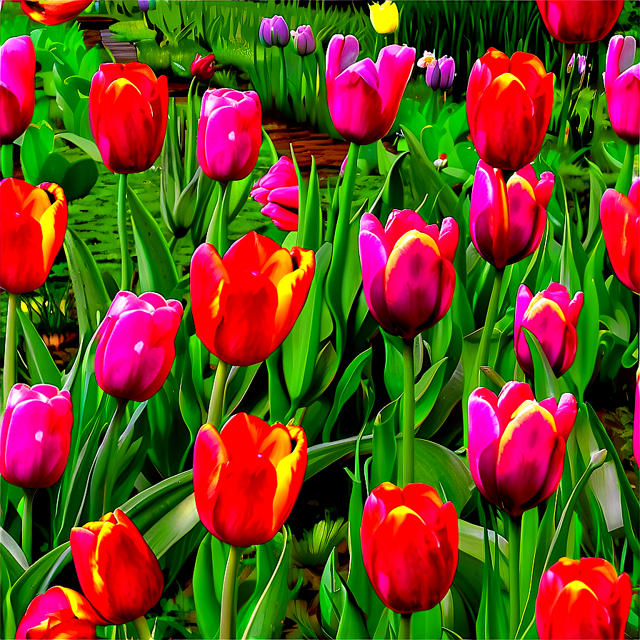 Spring Tulips Field Png Grv59 PNG Image