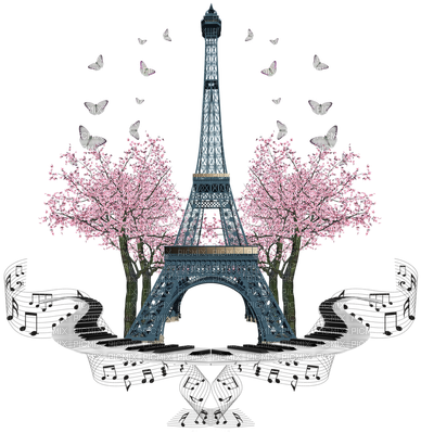 Springtime Eiffel Towerand Cherry Blossoms PNG Image