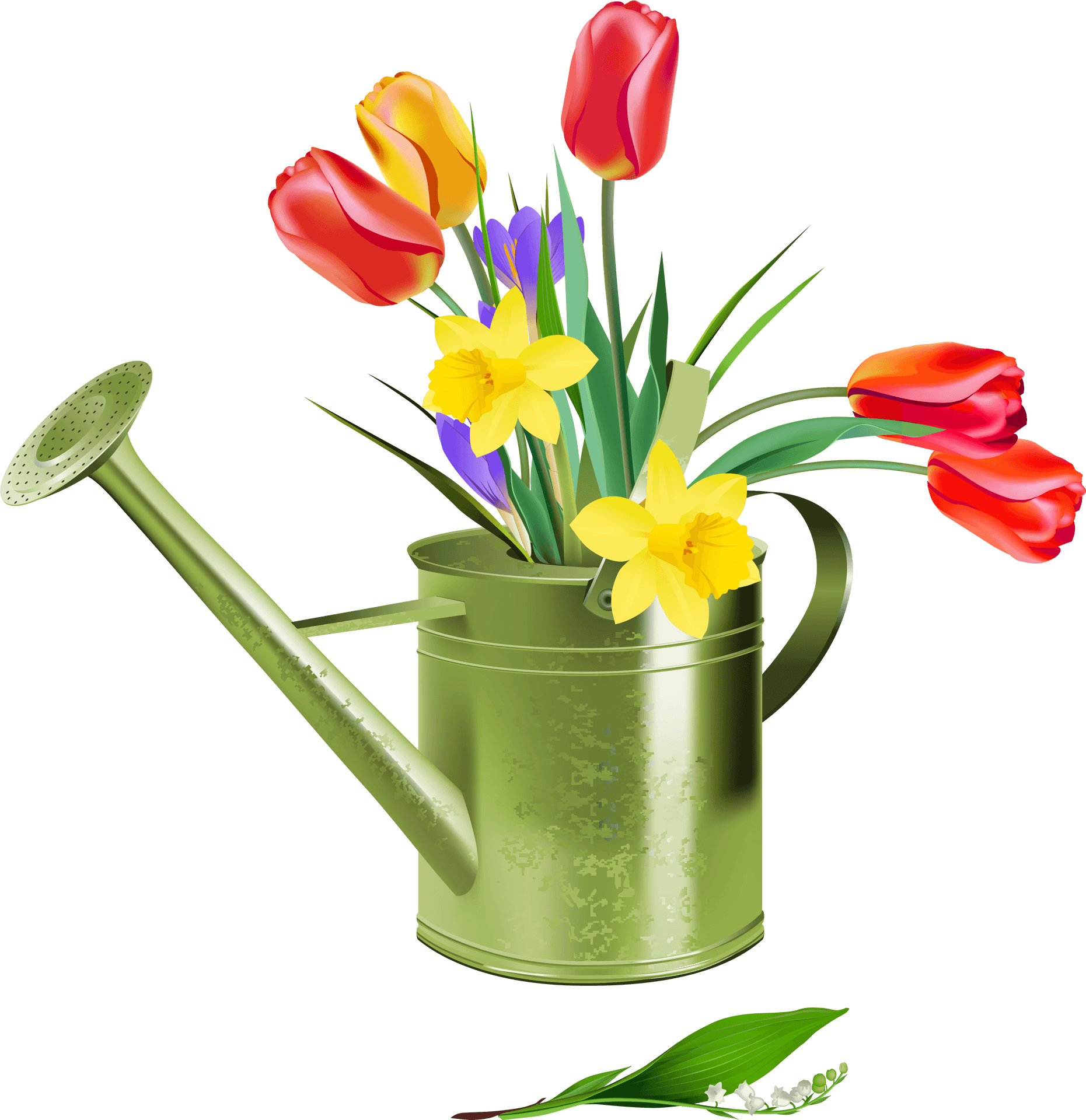 Springtime Floral Watering Can PNG Image