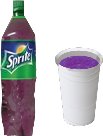 Sprite Bottleand Purple Liquidin Bucket PNG Image