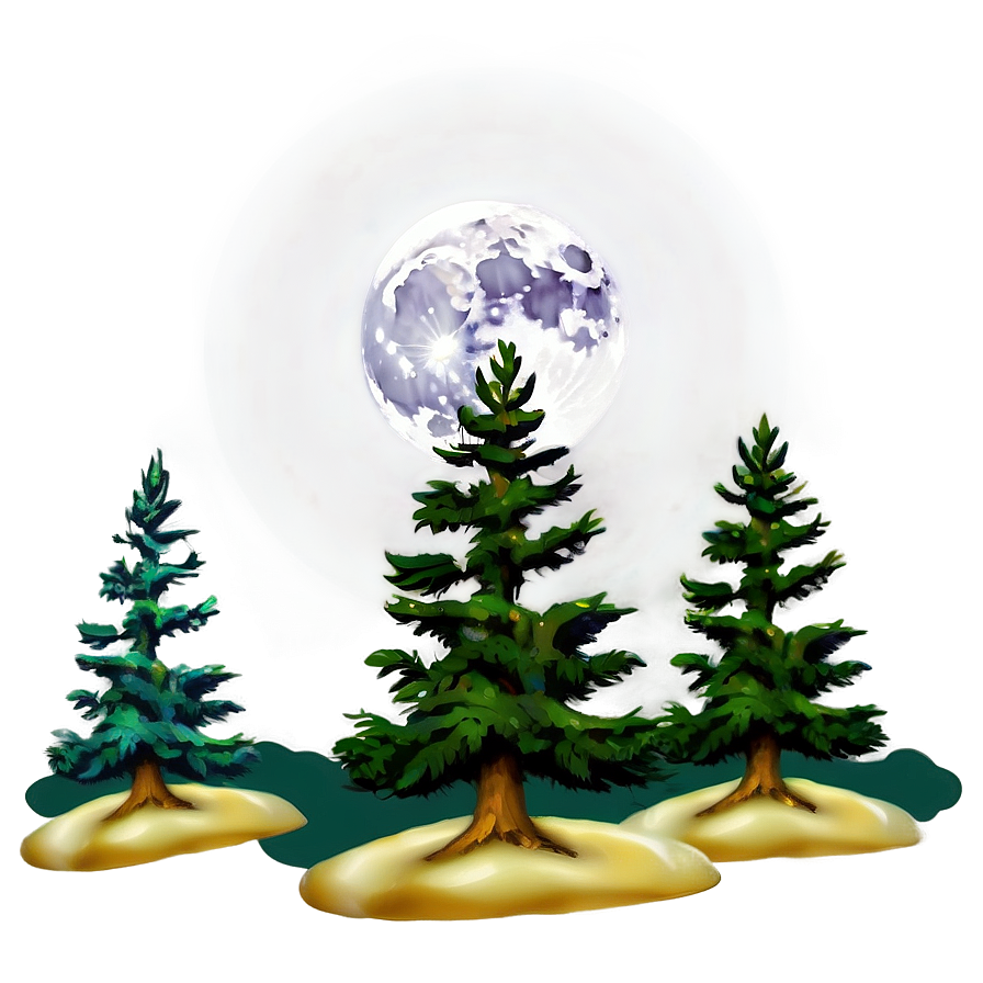 Spruce Tree In Full Moon Light Png 11 PNG Image