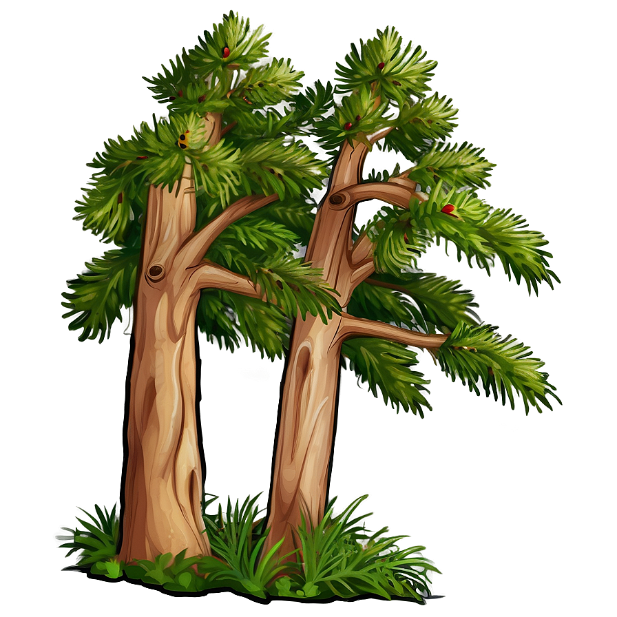 Spruce Tree With Wildlife Animals Png 06132024 PNG Image