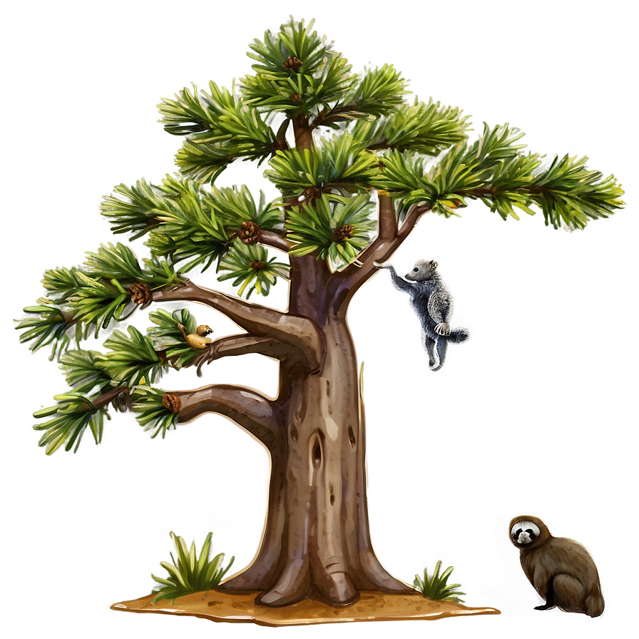 Spruce Tree With Wildlife Animals Png Tww59 PNG Image