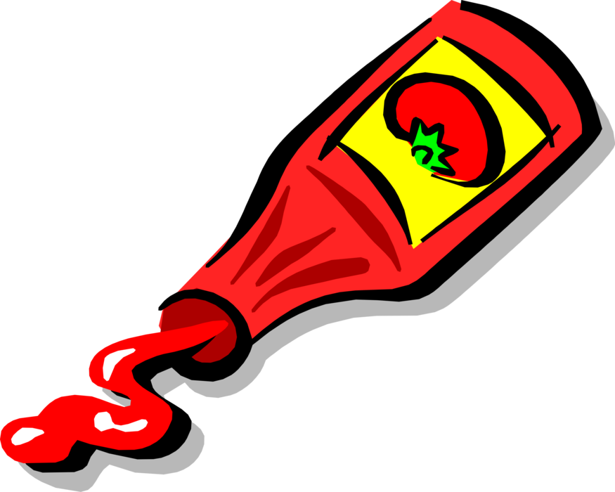 Squeezed Ketchup Bottle Illustration PNG Image