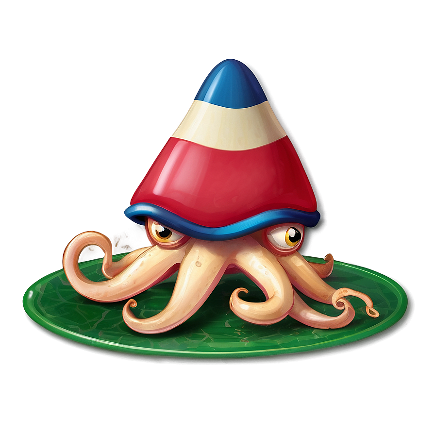 Squid With Hat Cute Png 05242024 PNG Image