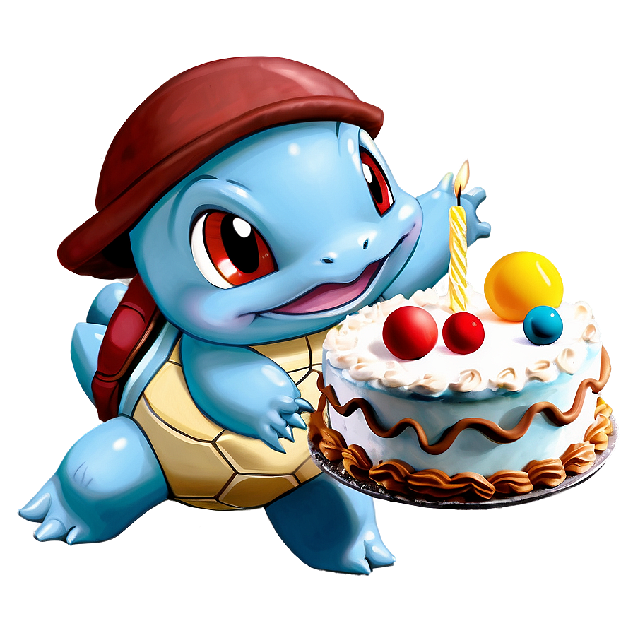 Squirtle With Birthday Cake Png Biy PNG Image