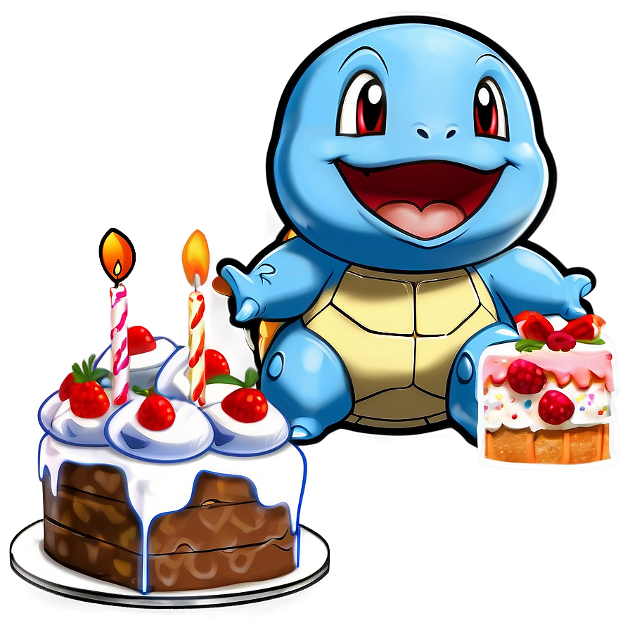 Squirtle With Birthday Cake Png Xop7 PNG Image