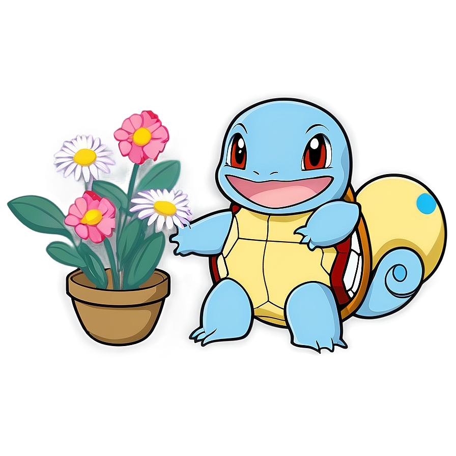 Squirtle With Flowers Png Mab PNG Image