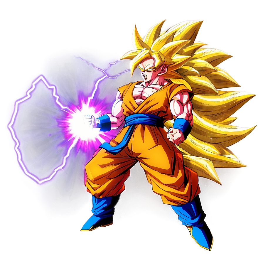 Ssj3 Goku With Lightning Aura Png Rrj PNG Image