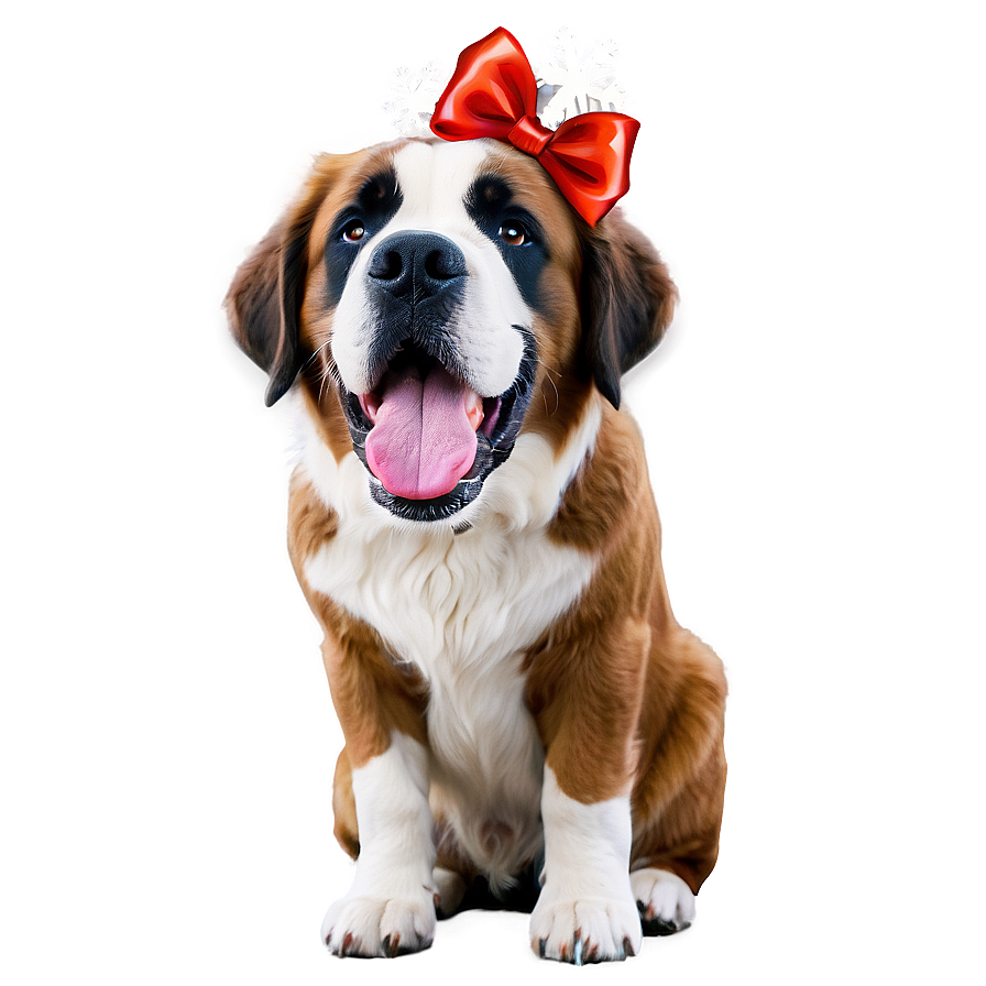 St Bernard With Festive Bow Png 06292024 PNG Image