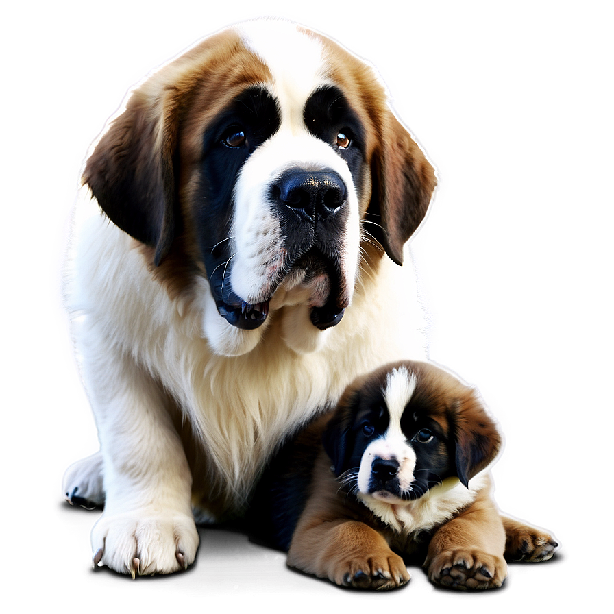 St Bernard With Puppies Png 06292024 PNG Image