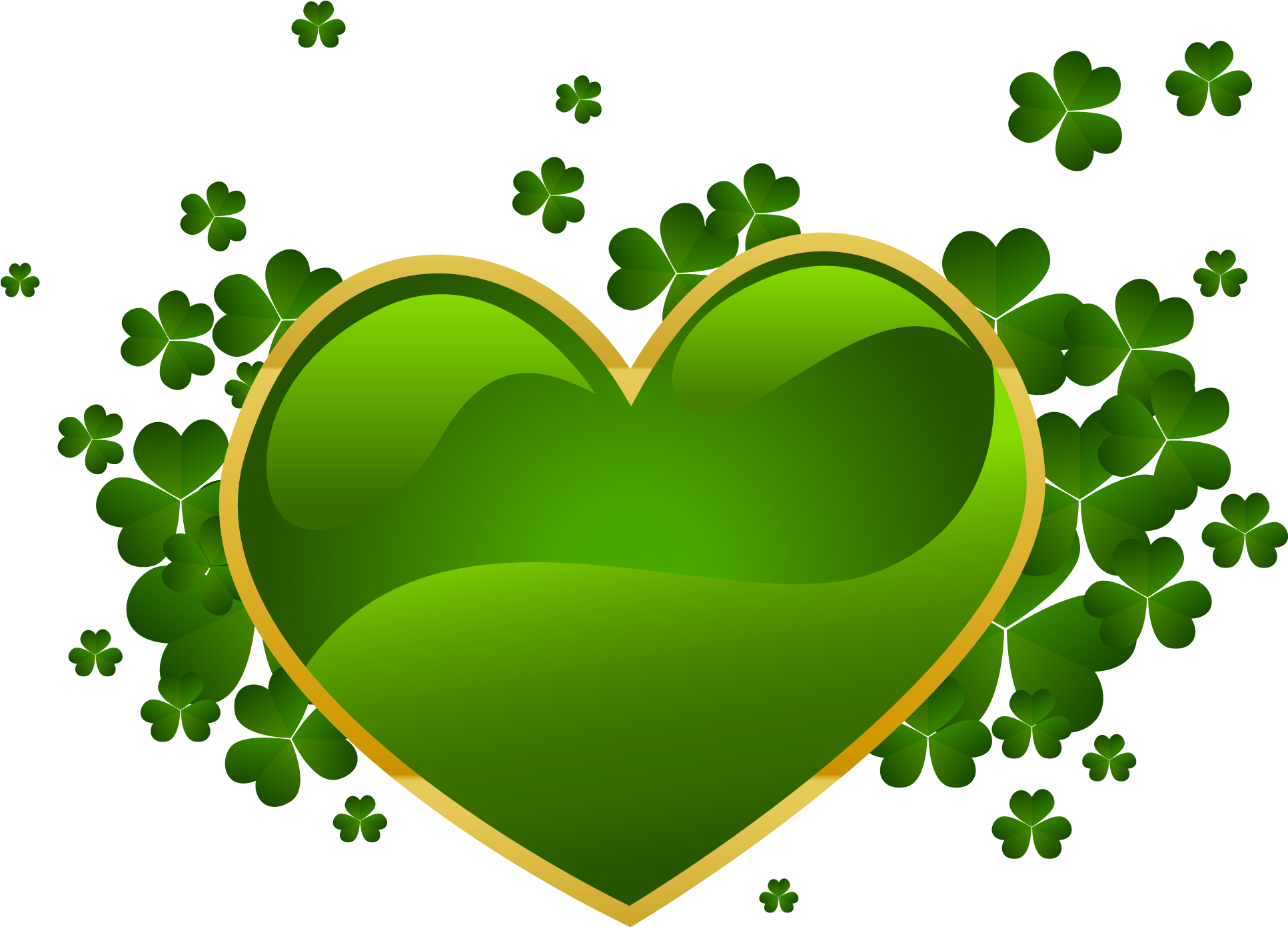 St Patricks Day_ Heart_ Clovers.png PNG Image