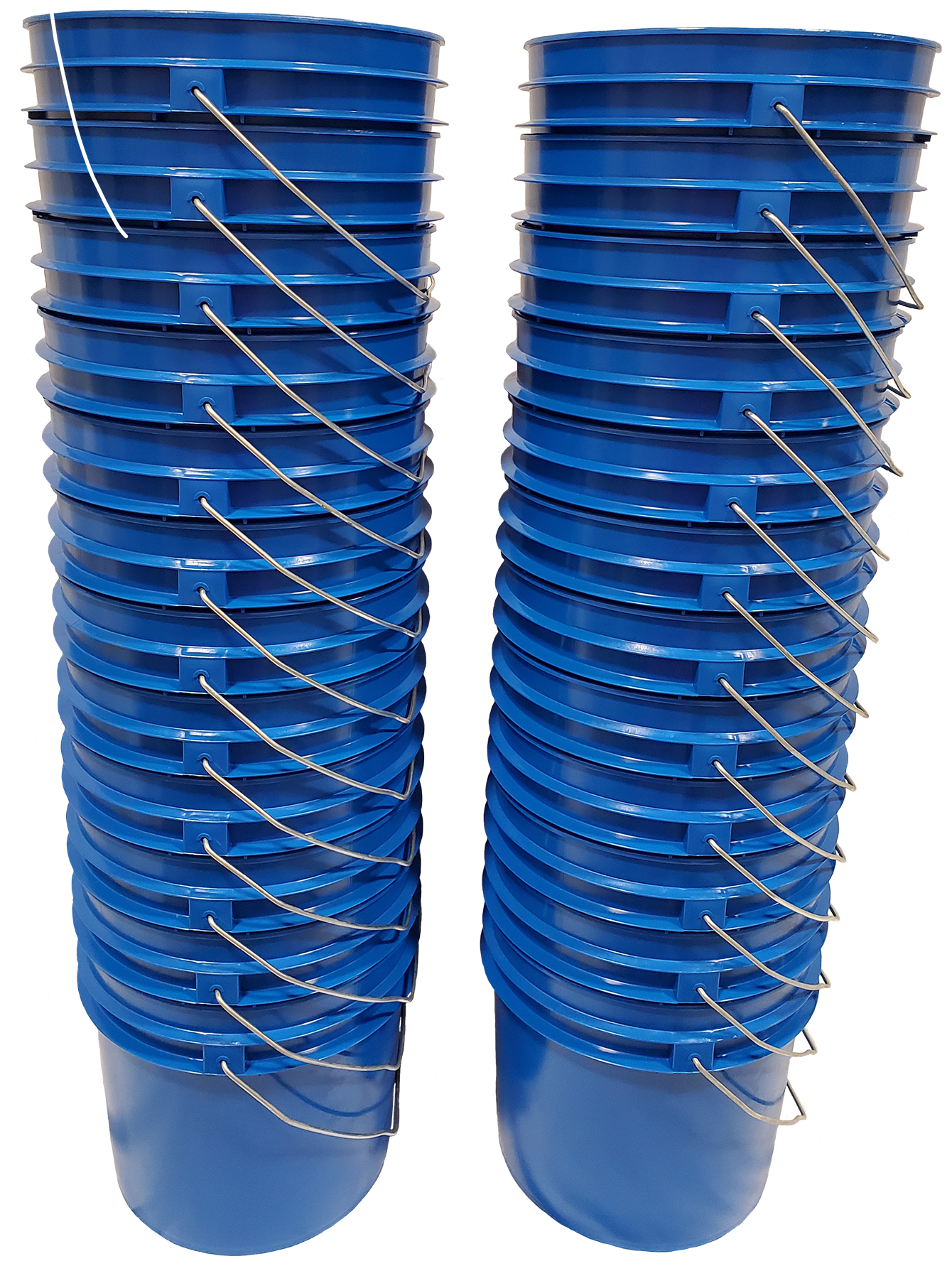 Stacked Blue Plastic Buckets PNG Image