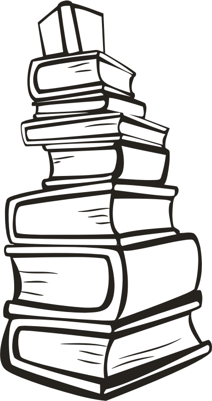 Stacked Books Line Art Illustration PNG Image