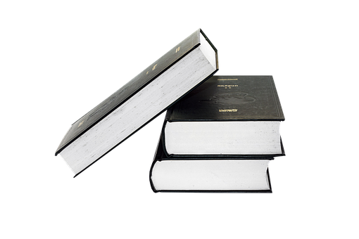 Stacked Bookson Black Background PNG Image