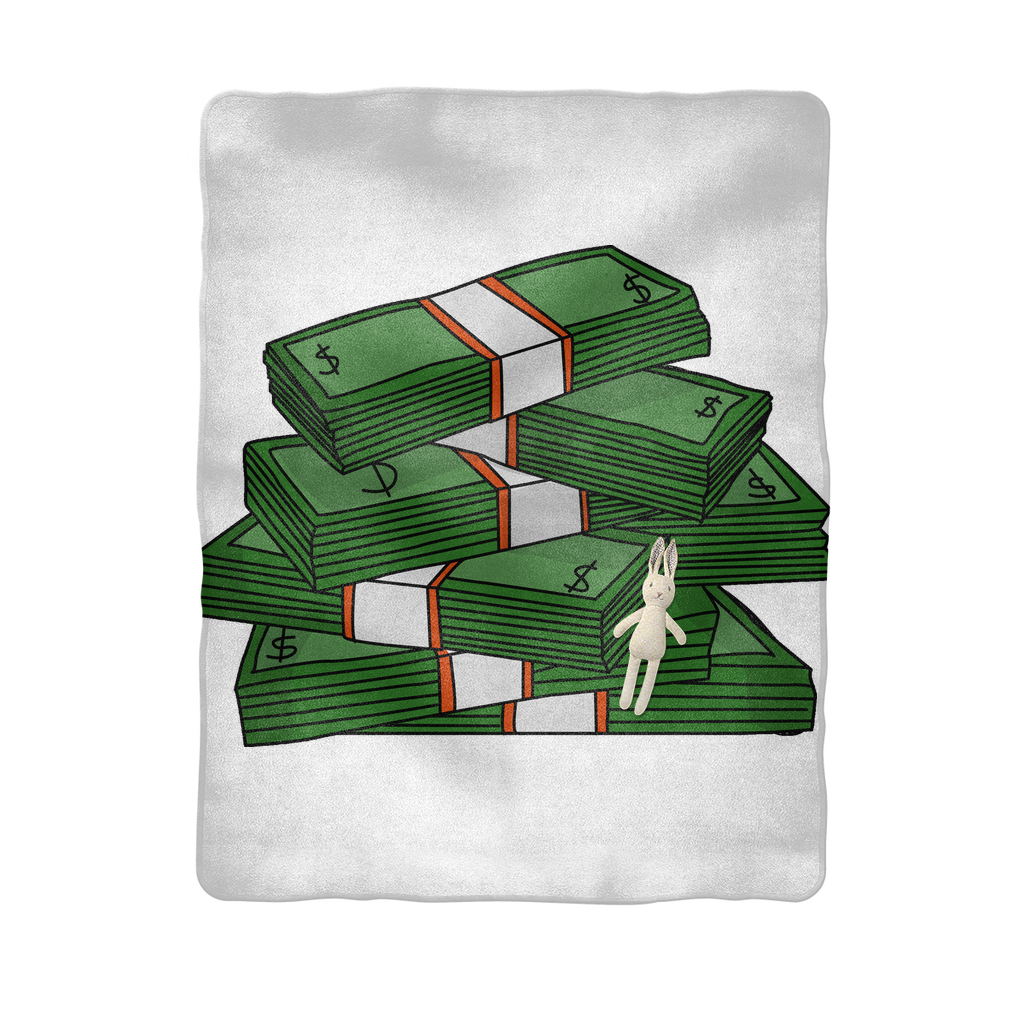 Stacked Cash With Bunny Figurine PNG Image