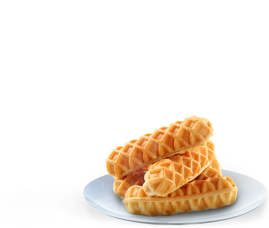 Stacked Golden Waffleson Plate PNG Image