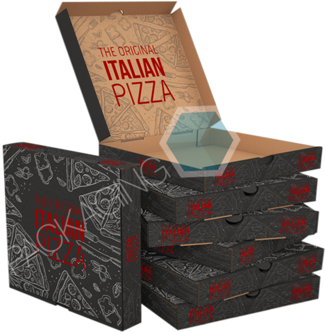 Stacked Italian Pizza Boxes Design PNG Image