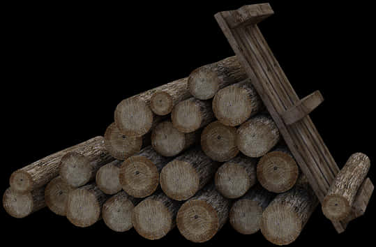 Stacked Logs Texture Dark Background PNG Image