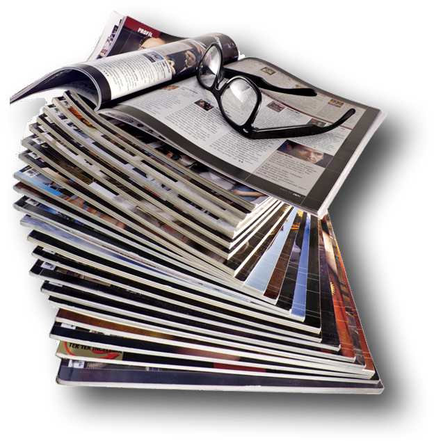 Stacked Magazineswith Glasses PNG Image