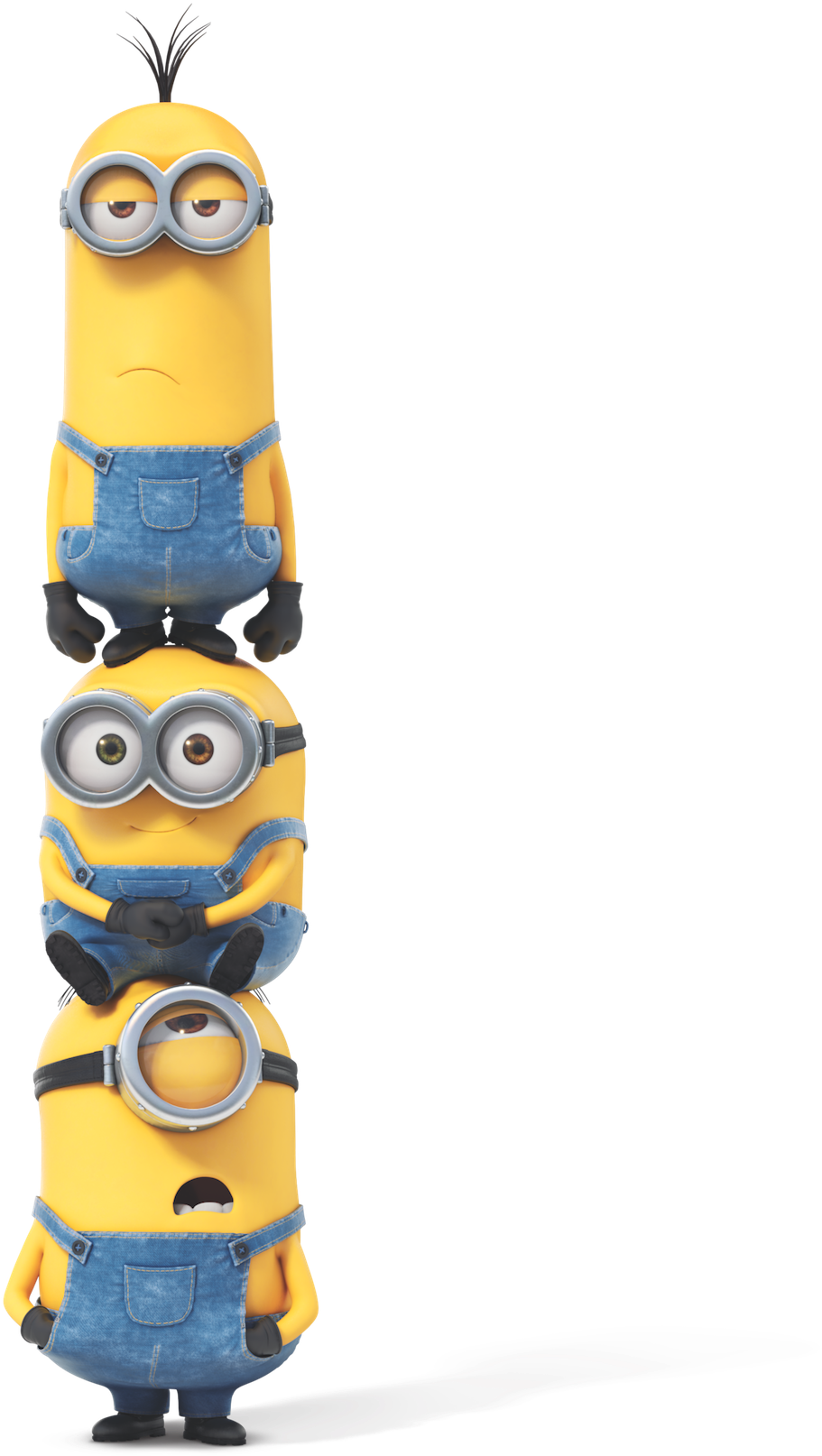 Stacked Minions Funny Pose PNG Image