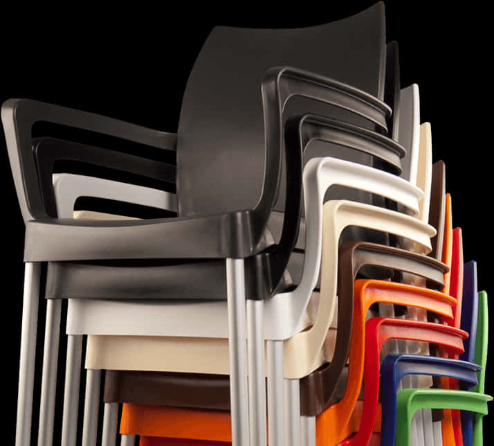 Stacked Modern Chairs Variety Colors PNG Image