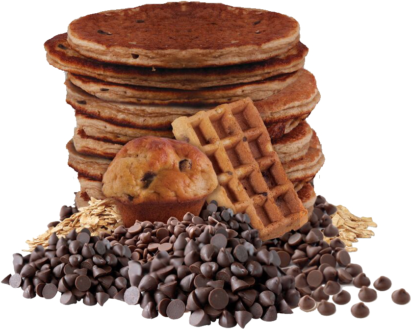 Stacked Pancakesand Chocolate Chips Transparent Background PNG Image