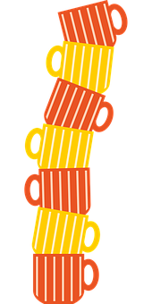 Stacked Striped Coffee Cups PNG Image