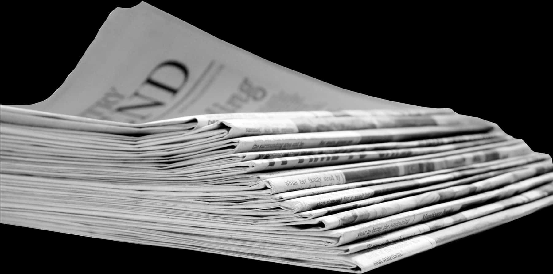 Stackof Newspapers Blackand White PNG Image