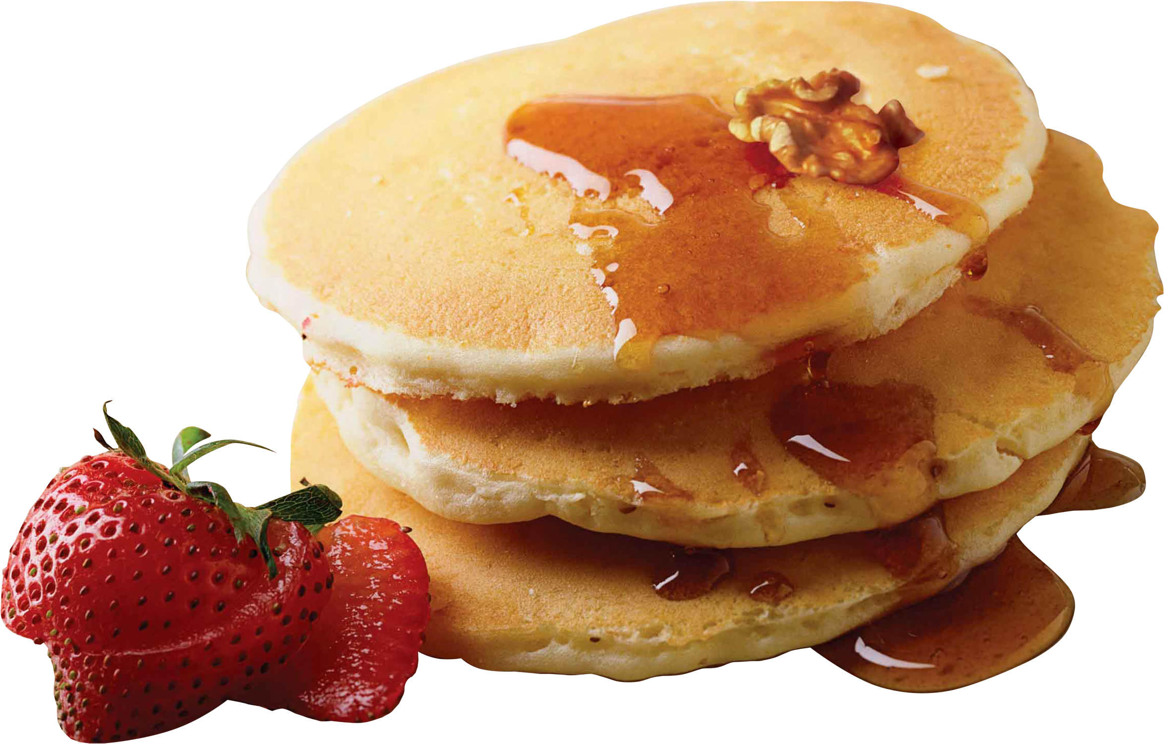 Stackof Pancakeswith Syrupand Strawberry.png PNG Image