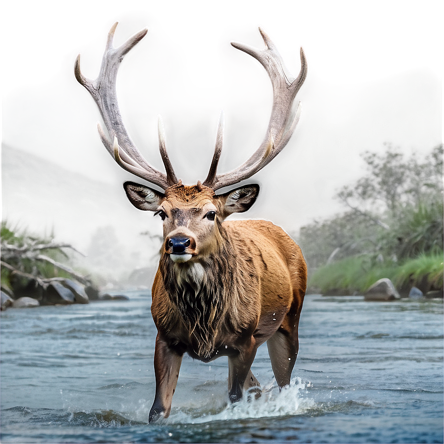 Stag Crossing River Png 7 PNG Image