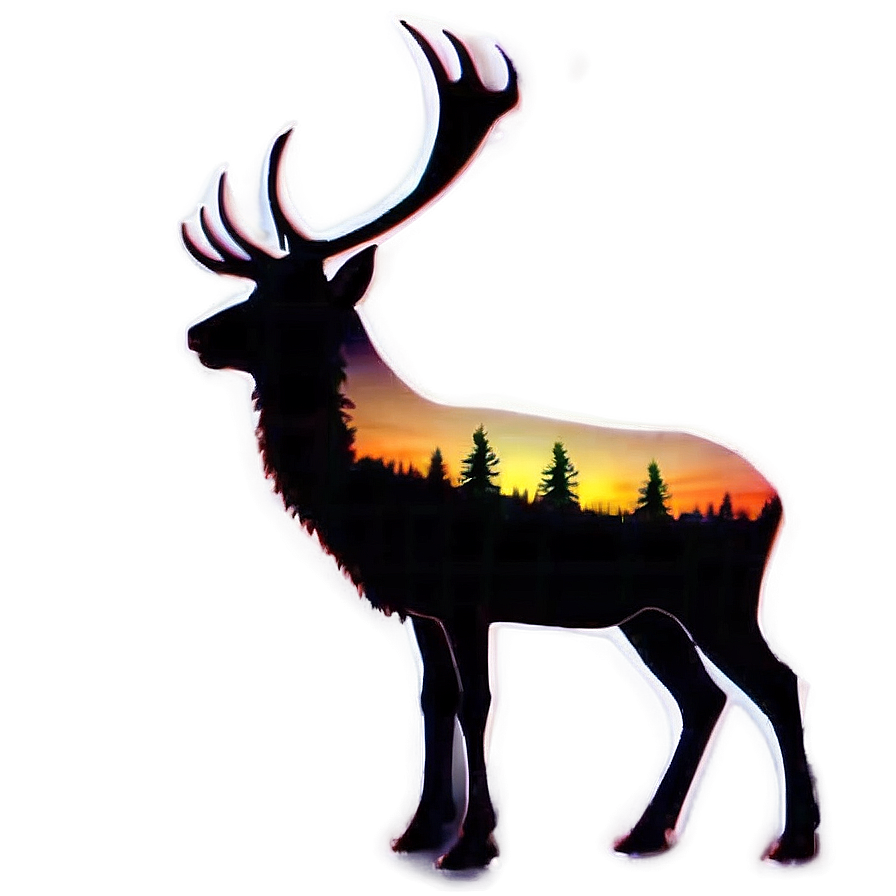 Stag Silhouette Sunset Png Rbx PNG Image