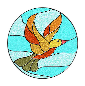 Stained Glass Bird Artwork PNG Image