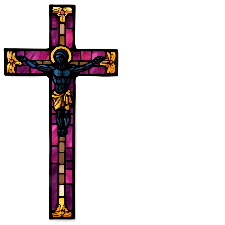 Stained Glass Catholic Cross Visual Png 06122024 PNG Image