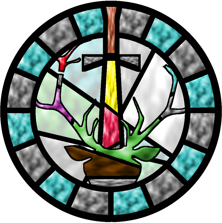 Stained Glass Cross And Dove.png PNG Image