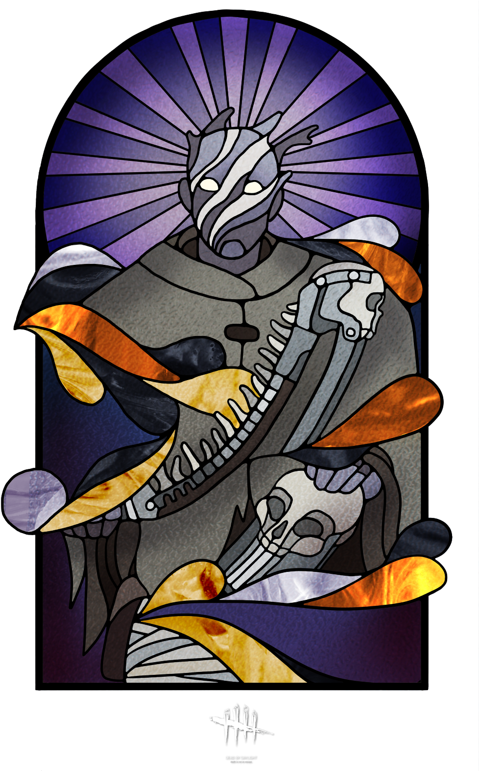 Stained Glass Horror Artwork PNG Image