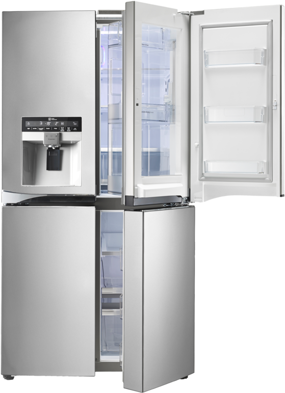 Stainless Steel French Door Refrigerator PNG Image