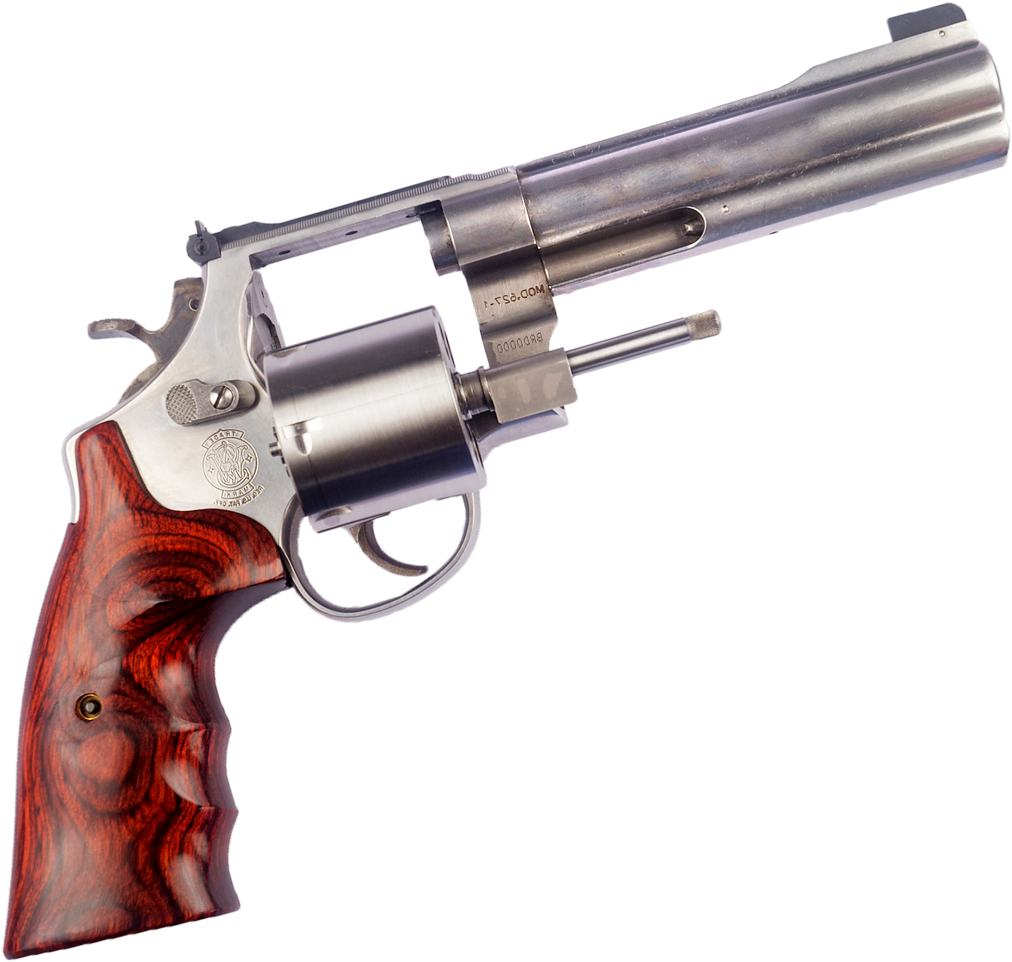 Stainless Steel Revolverwith Wooden Grip PNG Image