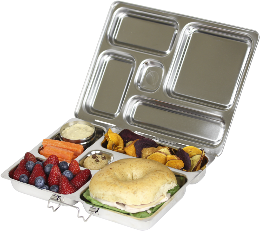 Stainless Steel Tiffin Box With Healthy Food PNG Image