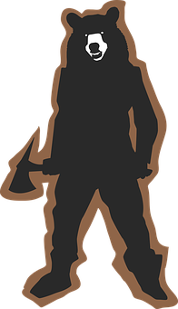 Standing Bear Silhouette PNG Image